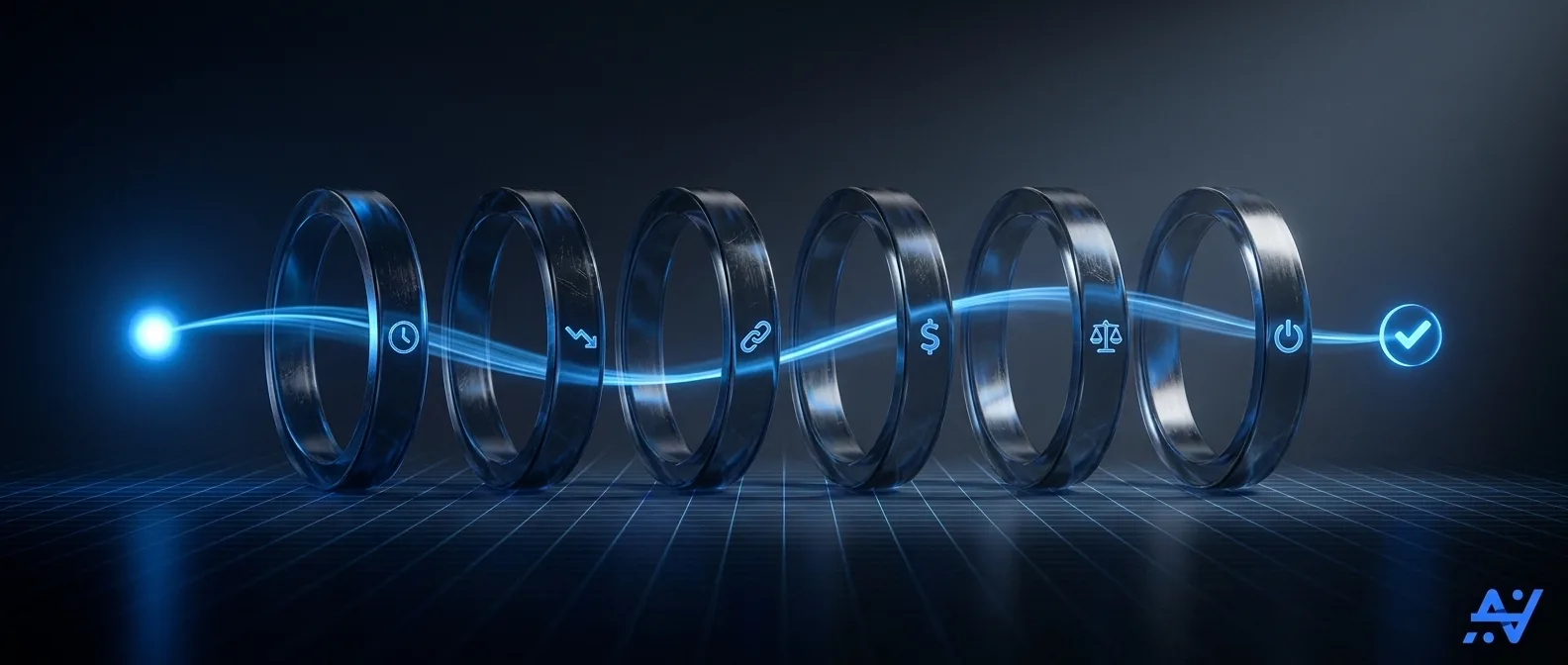 Sei controlli di rischio tra un segnale in arrivo e un ordine reale su Coinbase: stop giornaliero, freno al drawdown, limiti di correlazione, filtro dei costi, dimensionamento della posizione e kill-switch