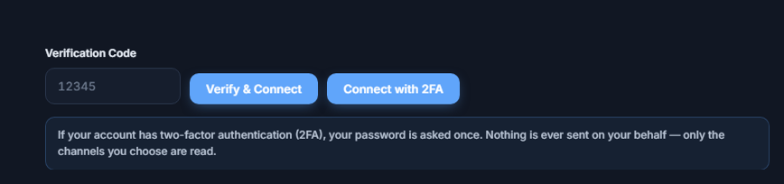 Verification Code field and Verify & Connect button