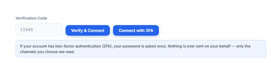 Verification Code field and Verify & Connect button