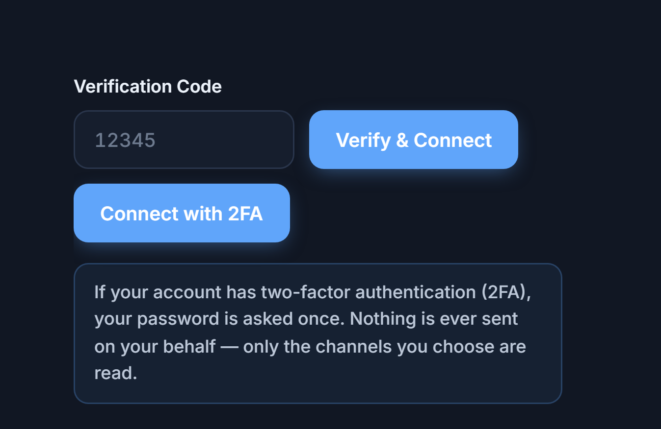 Verification Code field and Verify & Connect button