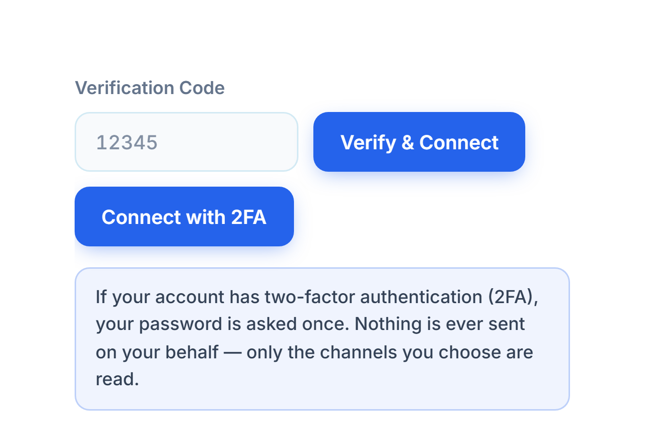 Verification Code field and Verify & Connect button