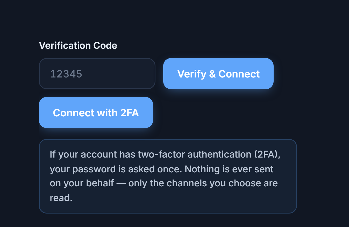 Verification Code field and Verify & Connect button